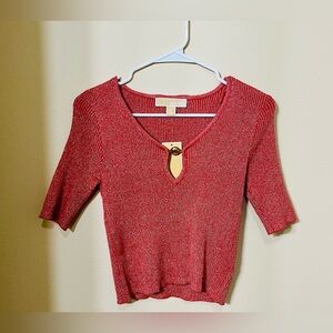 Michael Kors Logo Keyhole Shimmery Top NWT